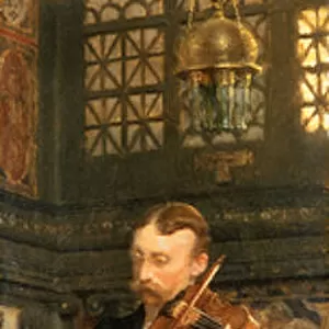 Portrait of Maurice Sons playing the Violin in Alma-Tademas Studio