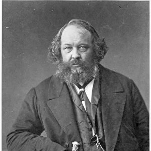 Portrait of Mikhail Aleksandrovich Bakunin (1814-76) c. 1860 (litho) (b / w photo)