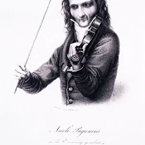 Portrait of Niccolo Paganini, Italian violinist (litho)