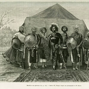 Portrait of Prince Menelik II of Ethiopia (1844-1913), surrounded by his generals