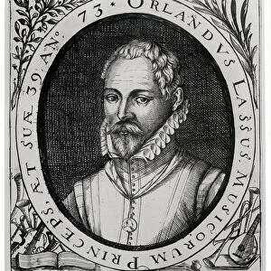 Portrait of Roland de Lassus (1532-94) (engraving) (b / w photo)