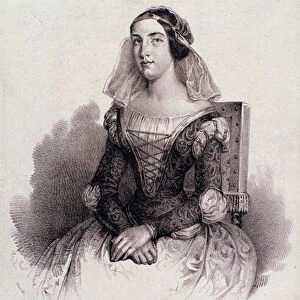 Portrait of singer Emilia Scotta in the opera Beatrice de Tende