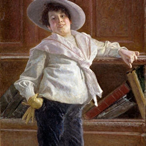 Portrait of a smiley little boy, wearing a sailor smock Painting by Tullio Salvatore
