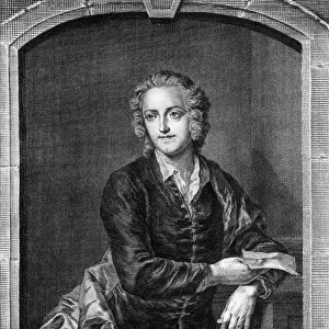 Portrait of Thomas Gray (1716-71) (engraving) (b&w photo)