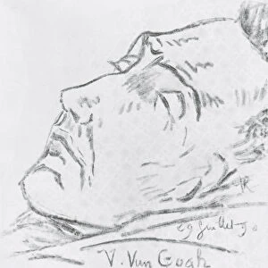 Portrait of Vincent Van Gogh (1853-90) on his deathbed, 29 July 1890 (charcoal on paper)