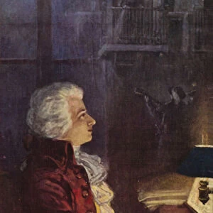Portrait of Wolfgang Amadeus Mozart (colour litho)