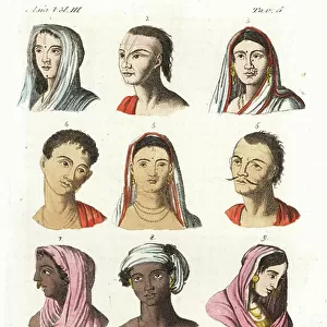 Portraits of different Indian castes: Brahmins 1. 2, Kshatriyas or Khatri, Punjabi mercantile caste 3. 4, Vaisyas 5. 6, Sudras 7. 8, Hindus of Upper India 9, 10, and Mughals 11, 12