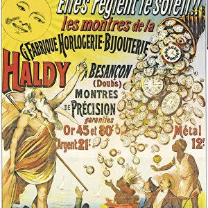 Poster advertising Horlogerie-Bijouterie Haldy, before 1890 (colour litho)