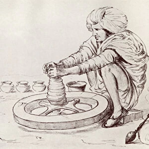 Potters Wheel, Simla, India, from Myths of China and Japan by Donald A