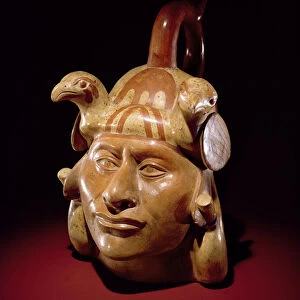 Pottery portrait vessel, Mochica (earthenware & paint)