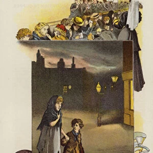 Poverty in Victorian Britain, late 19th Century (chromolitho)