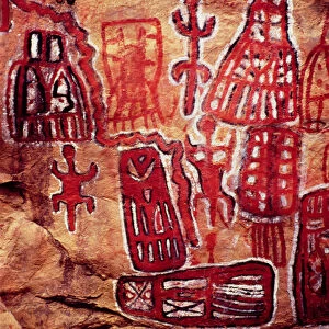 Prehistoric rock painting, from the Songhai / Dogon region of Mali (cave painting)