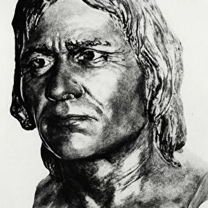 Prehistory: reconstruction of Cro-Magnons man (bust), after Mac Gregor