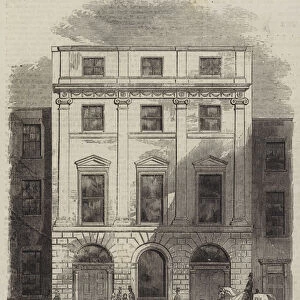 Premises occupied by the Architectural Societies of London, Conduit-Street (engraving)