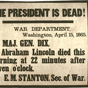 The President is Dead, 15 April 1865 (litho)