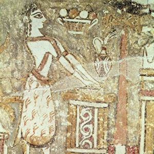 Priestess at an altar, detail from a sarcophagus from a tomb at Ayia Triada, Crete