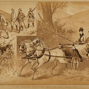 Prince and Princess of Wales in the Scottish Highlands, deer stalking and driving (chromolitho)