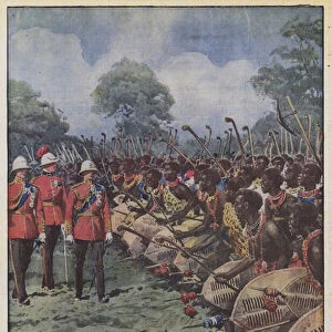 The Prince of Wales among the savages of Africa (colour litho)