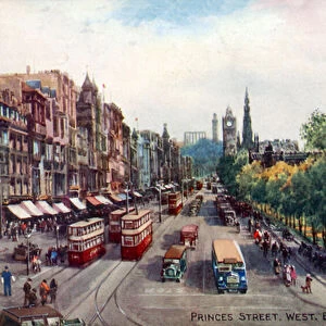 Princes Street, West, Edinburgh (colour litho)