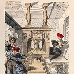 A printing press in Paris in the 15th century - Parisian printing house