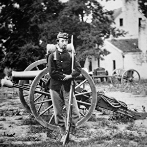 Private D. W. C. Arnold, Union Army, photographed near Harpers Ferry, Virginia