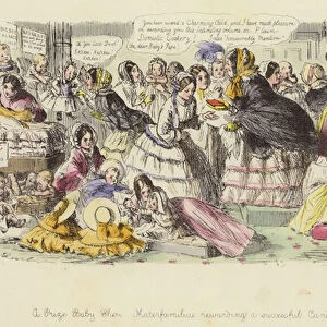 A Prize Baby Show, Materfamilias rewarding a successful Candidate (coloured engraving)