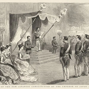 Promulgation of the New Japanese Constitution by the Emperor of Japan at Tokio, 1889 (engraving)