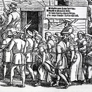 Protestants, roped together, being led to London for trial, from Acts and Monuments