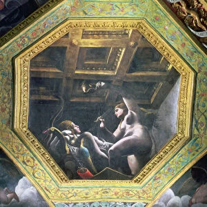Psyche sees Cupid while he sleeps, ceiling caisson from the Sala di Amore e Psiche