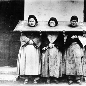 Punishment for Light Crimes, China, c. 1880 (b / w photo)