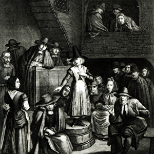 Quaker Meeting, 1699 (engraving) (b / w photo)