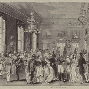 Queen Annes Room, St Jamess Palace, London, A Drawing Room (engraving)
