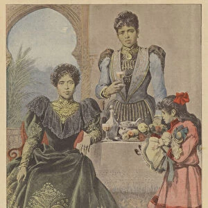 Queen Ranavalona III of Madagascar in exile in Algiers (colour litho)