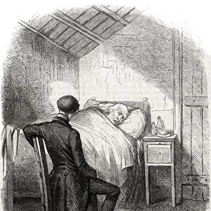 Rastignac remained alone near the old man, sitting at the foot of the bed