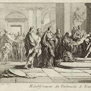 Re-establishment of theParliament of Toulouse, France, 1287 (engraving)
