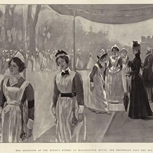 The Reception of the Queens Nurses at Marlborough House, the Procession past the Royal Pavilion (litho)