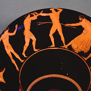 Red-figure kylix depicting athletes training, c. 500 BC (red-figure pottery