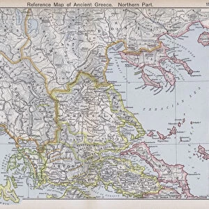 Reference Map of Ancient Greece, Northern Part (colour litho)