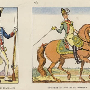 Regiment Des Gardes Francaises, 1789; Regiment Des Dragons De Monsieur, 1789 (colour litho)