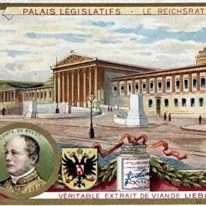 The Reichsrath Palace, Vienna (Austria), with portraits of Count Friedrich Ferdinand de