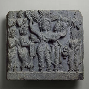 Relief depicting the Birth of Buddha, Gandhara, probably Sikri, 2nd-3rd century (schist)