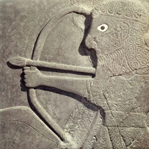 Relief depicting a hunter, from Tell-Halaf, Syria (basalt) (detail)