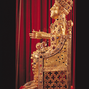 Reliquary statue of Saint Foy, c. 980 (gold, silver, wood