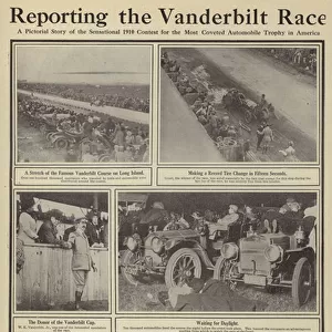 Reporting the Vanderbilt race (b / w photo)