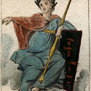Representation of the Act as a woman holding a sceptre. (The Law as a young woman