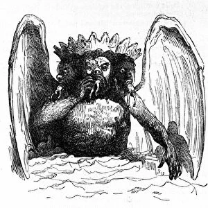 Representation of Lucifer in Dantes Hell devouring the damned