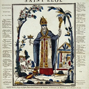 Representation of Saint Eloi, eveque of Noyon, patron of farmers, skiers, locksmiths