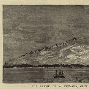 The Rescue of a Castaway, Crew from Heard Island, near Kerguelen (engraving)