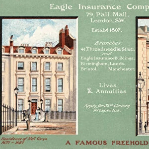 Former residence of Nell Gwyn converted into the head office of the Eagle Insurance Company, 79 Pall Mall, London (chromolitho)