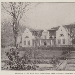 Residence of the Right Honourable Cecil Rhodes near Capetown, destroyed by Fire (engraving)